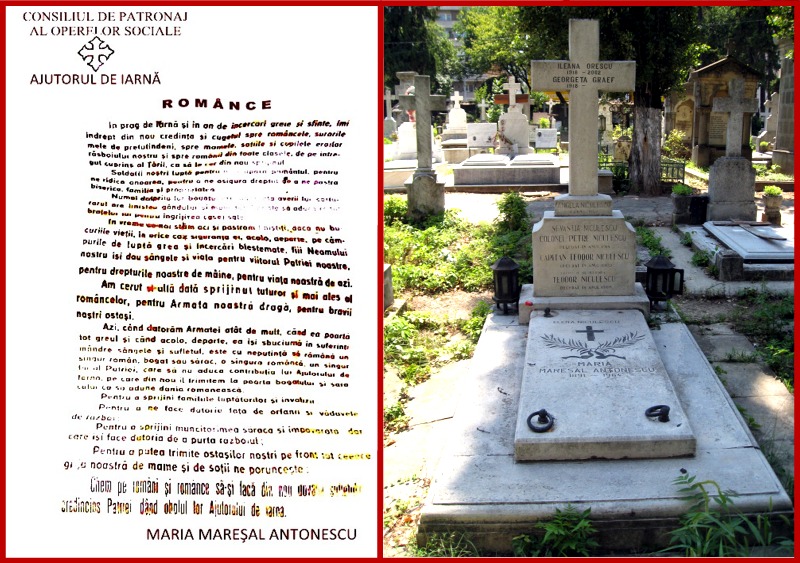 Maria Antonescu - Mesaj către românce - mormântul Mariei Antonescu
